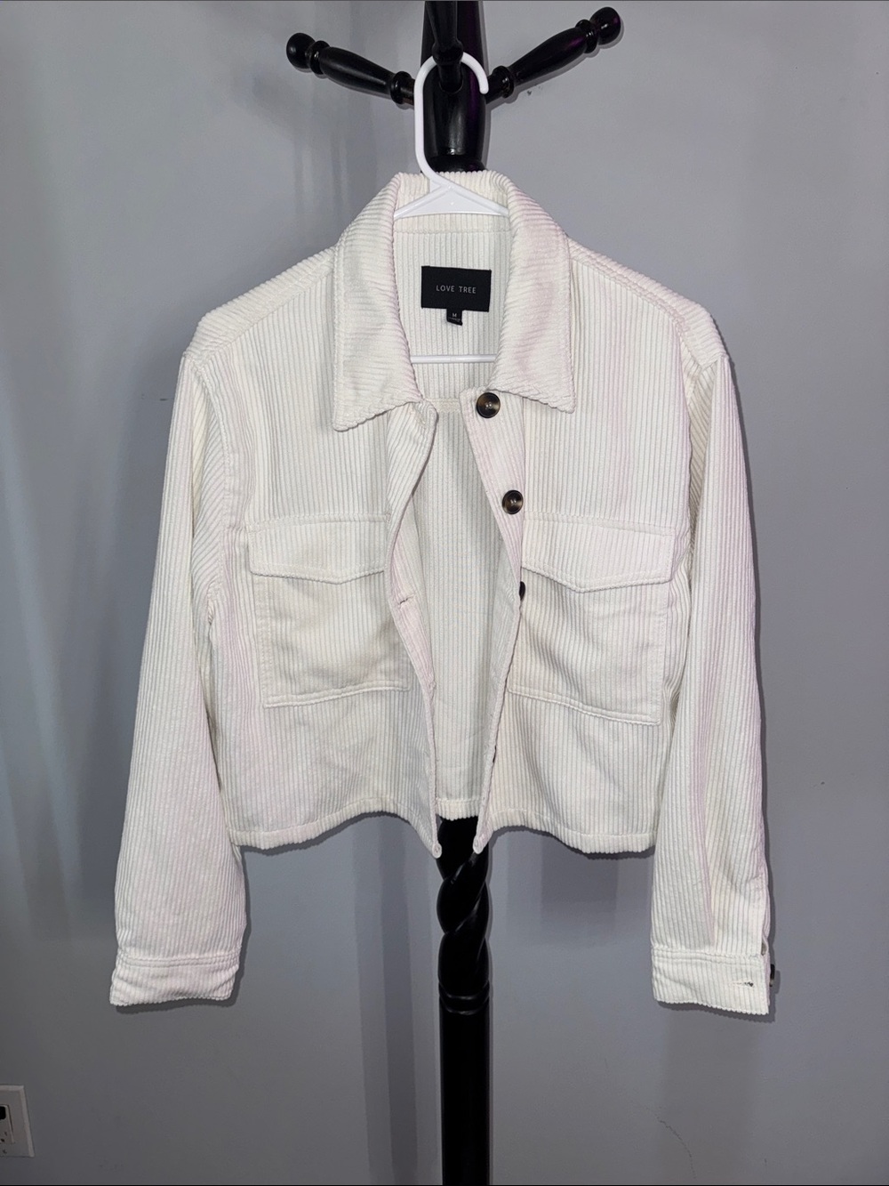 Love Tree Cream Corduroy Jean Jacket